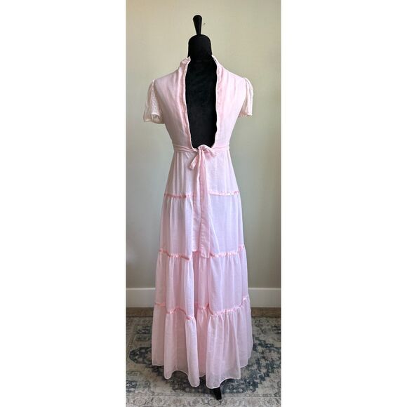 Vintage 1970's Candi Jones California Women's Cut Pink Prairie Maxi Dress Size S - Picture 5 of 8